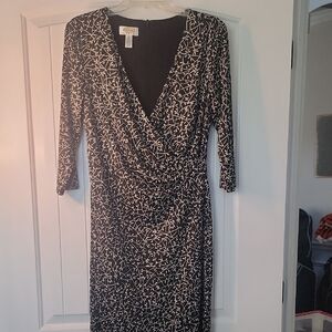 Talbots Black and Cream Long Sleeve Dress